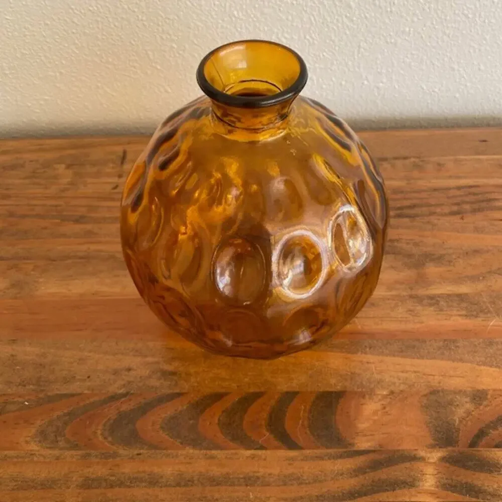 Golden Amber Glass Inverted Bubble Vase